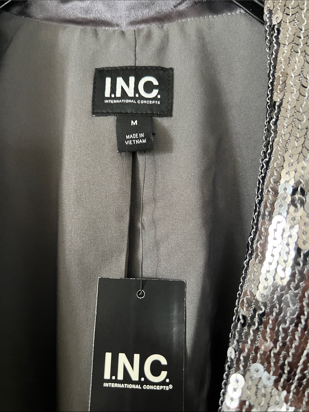 INC International Concepts Gunmetal Sequin Blazer - Picture 2 of 5